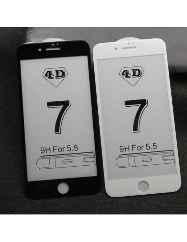Protector pantalla vidrio templado iPhone 7 Plus / 8 Plus (Full 4D blanco)
