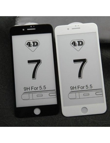 Protector pantalla vidrio templado iPhone 7 Plus / 8 Plus (Full 4D blanco)