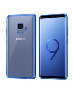 Carcasa TPU transparente Samsung G960 Galaxy S9 borde metalizado azul