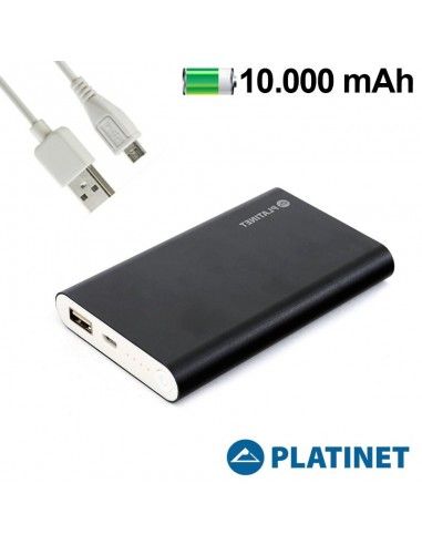 Bateria externa universal Power Bank 10.000 mAh (Li-Po) fina negra