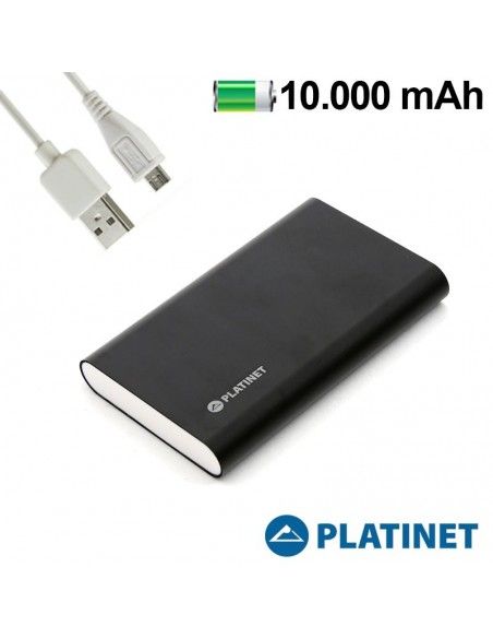 Bateria externa universal Power Bank 10.000 mAh (Li-Po) fina negra