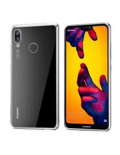 Carcasa TPU transparente Huawei P20 Lite borde metalizado plata