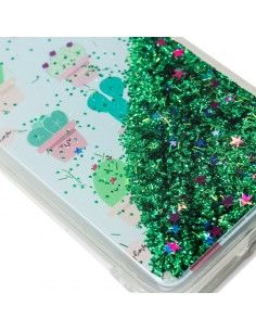 Carcasa TPU gel purpurina iPhone X / XS Glitter verde diseño Cactus 2