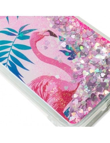 Carcasa TPU gel purpurina iPhone X / XS Glitter diseño Flamenco