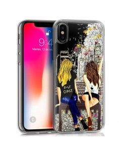 Carcasa TPU gel purpurina iPhone X / XS Glitter diseño Girls