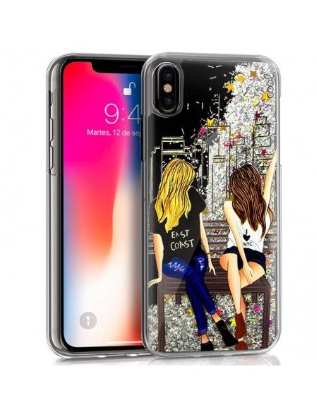 Carcasa TPU gel purpurina iPhone X / XS Glitter diseño Girls