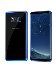 Carcasa TPU transparente Samsung G950 Galaxy S8 borde metalizado azul