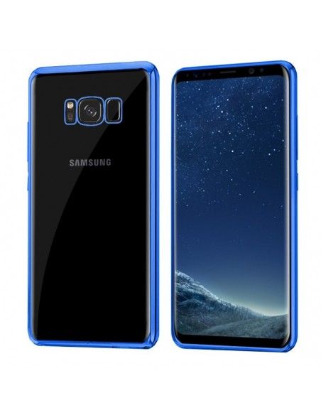 Carcasa TPU transparente Samsung G950 Galaxy S8 borde metalizado azul