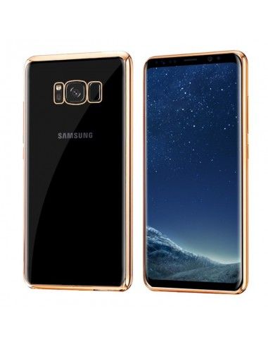 Carcasa TPU transparente Samsung G950 Galaxy S8 borde metalizado dorado