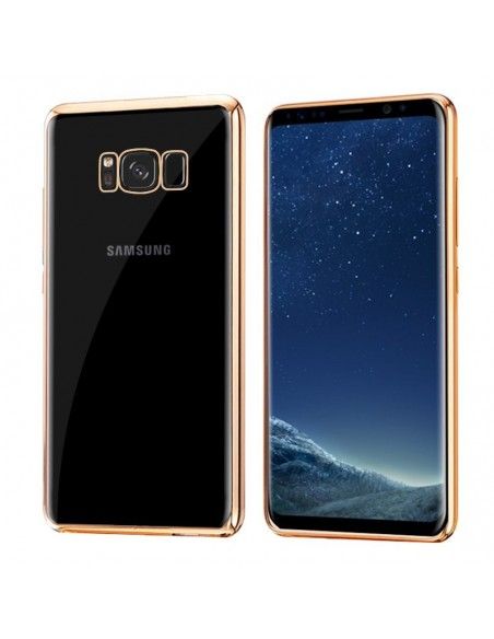 Carcasa TPU transparente Samsung G950 Galaxy S8 borde metalizado dorado