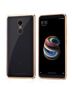 Carcasa TPU transparente Xiaomi Redmi 5 Plus borde metalizado dorado