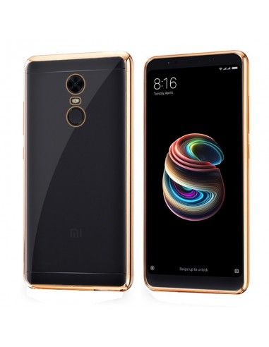 Carcasa TPU transparente Xiaomi Redmi 5 Plus borde metalizado dorado