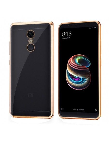 Carcasa TPU transparente Xiaomi Redmi 5 Plus borde metalizado dorado
