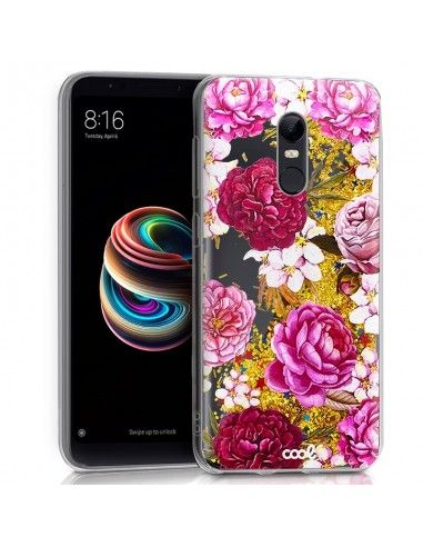 Carcasa TPU gel purpurina Xiaomi Redmi 5 Plus diseño Flores