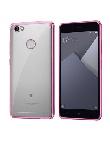 Carcasa TPU transparente Xiaomi Redmi Note 5A / Note 5A Prime borde metalizado rosa