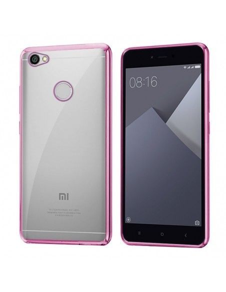 Carcasa TPU transparente Xiaomi Redmi Note 5A / Note 5A Prime borde metalizado rosa