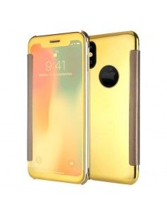 Funda libro soporte iPhone X / XS Clear View dorada