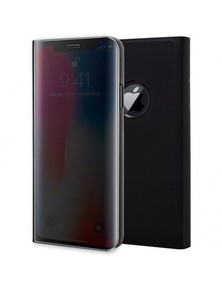 Funda libro soporte iPhone X / XS Clear View negra