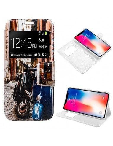 Funda libro soporte TPU iPhone X / XS diseño Moto