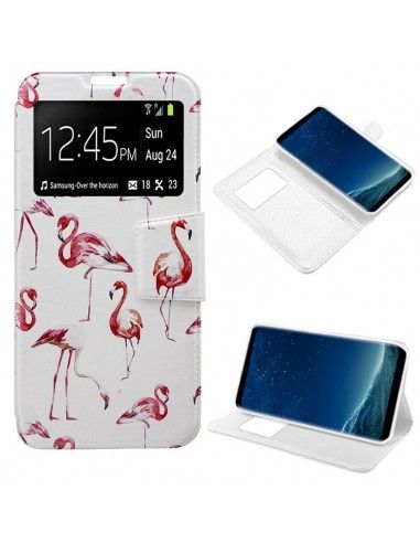 Funda libro soporte TPU Samsung G955 Galaxy S8 Plus diseño Flamencos