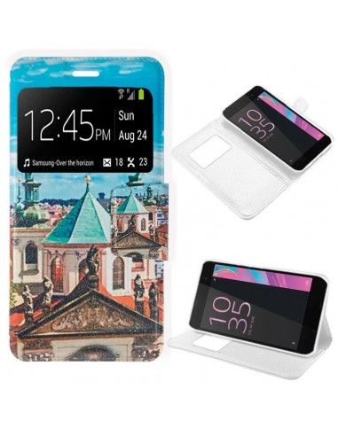 Funda Flip Cover Sony Xperia E5 Dibujos City
