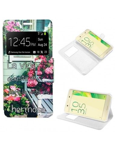 Funda libro soporte TPU Sony Xperia X diseño Flores