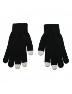 Guantes táctiles universales negros punta blanca tamaño mediano 2