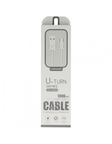 Cable datos y carga USB tipo C Usams U-Turn blanco 1m (blíster)