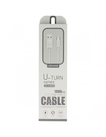 Cable datos y carga USB tipo C Usams U-Turn blanco 1m (blíster)