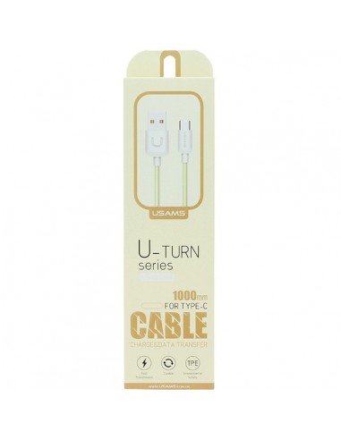 Cable datos y carga USB tipo C Usams U-Turn amarillo 1m (blíster)