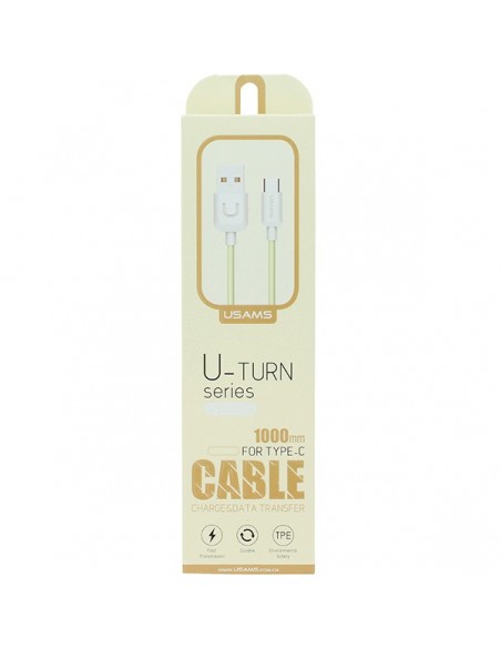 Cable datos y carga USB tipo C Usams U-Turn amarillo 1m (blíster)