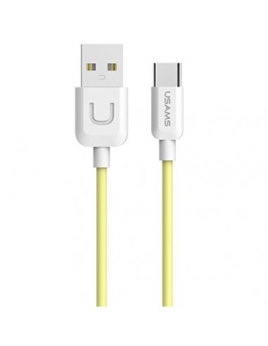 Cable datos y carga USB tipo C Usams U-Turn amarillo 1m (blíster)