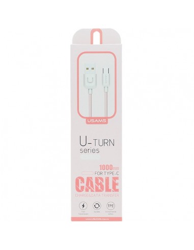 Cable datos y carga USB tipo C Usams U-Turn rosa palo 1m (blíster)