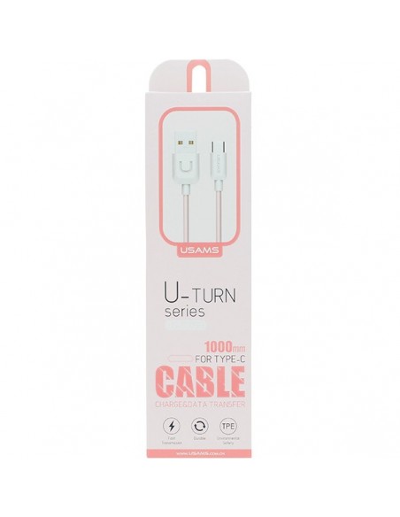 Cable datos y carga USB tipo C Usams U-Turn rosa palo 1m (blíster)