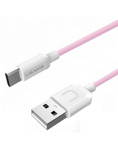 Cable datos y carga USB tipo C Usams U-Turn rosa palo 1m (blíster)