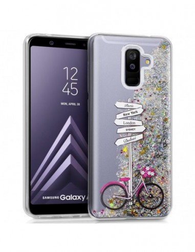 Carcasa TPU gel purpurina Samsung A605 Galaxy A6 Plus diseño Travel