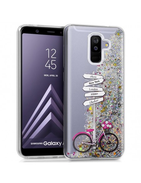 Carcasa TPU gel purpurina Samsung A605 Galaxy A6 Plus diseño Travel