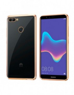 Carcasa TPU Huawei Y9 (2018) borde metalizado dorado