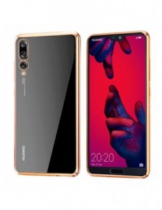 Carcasa TPU transparente Huawei P20 Pro borde metalizado dorado