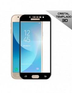 Protector pantalla vidrio templado Samsung J330 Galaxy J3 (2017) negro (Pegado total 3D)
