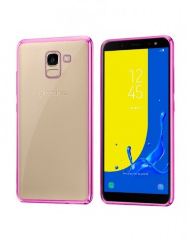 Carcasa TPU Samsung J600 Galaxy J6 Borde Metalizado rosa