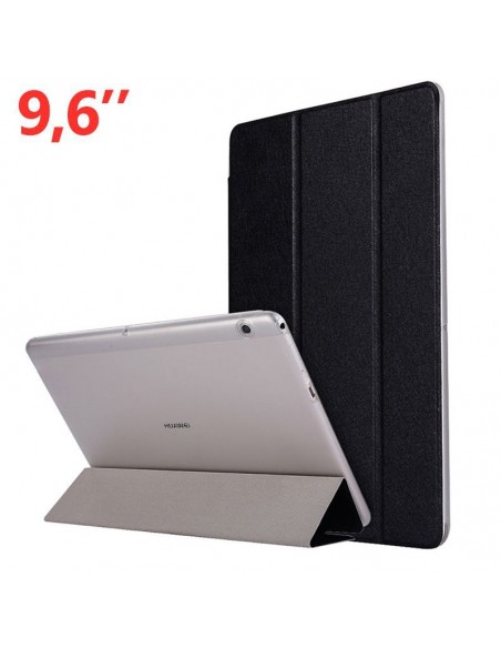 Funda soporte Huawei Mediapad T3 polipiel negra y transparente 9,6 pulgadas