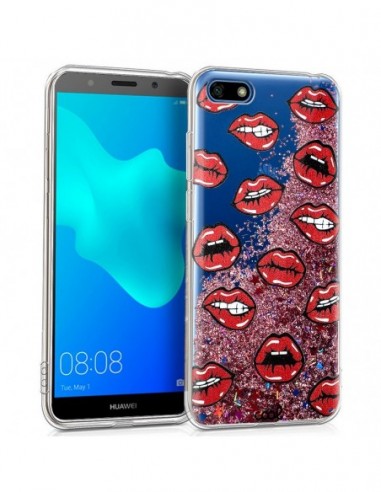 Carcasa TPU gel purpurina Huawei Y5 (2018) / Honor 7S diseño Kiss