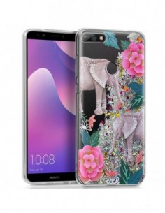 Carcasa TPU gel purpurina Huawei Y7 (2018) / Honor 7C diseño Elephant