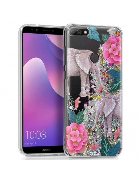 Carcasa TPU gel purpurina Huawei Y7 (2018) / Honor 7C diseño Elephant