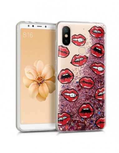 Carcasa TPU gel purpurina Xiaomi Mi A2 / Mi 6X diseño Kiss