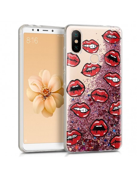 Carcasa TPU gel purpurina Xiaomi Mi A2 / Mi 6X diseño Kiss