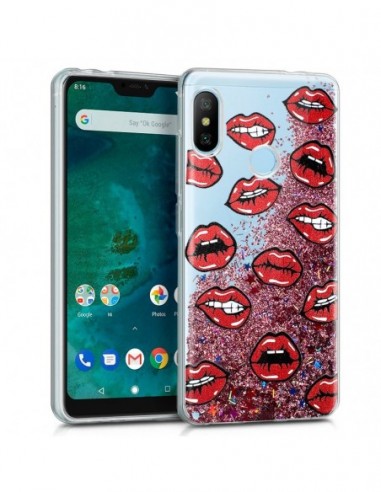 Carcasa TPU gel purpurina Xiaomi Mi A2 Lite / 6 Pro diseño Kiss