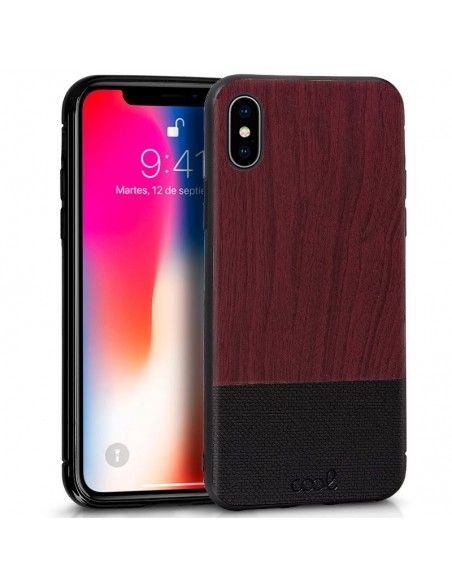 Carcasa TPU iPhone X / iPhone XS diseño Madera Caoba