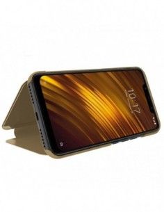Funda libro soporte Xiaomi Pocophone F1 Clear View dorada 2